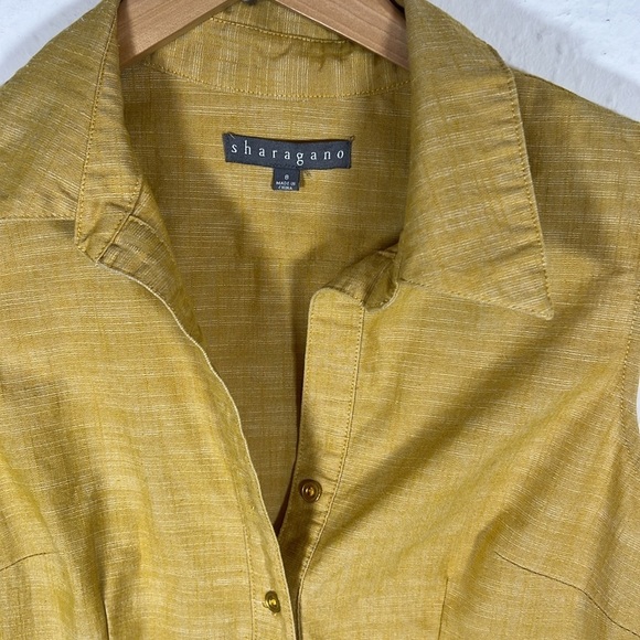 Sharagano mustard yellow dress size 8 a-line - Picture 2 of 4